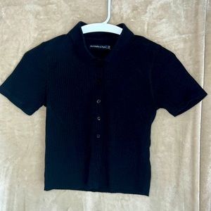 Abercrombie black button up knit top XS